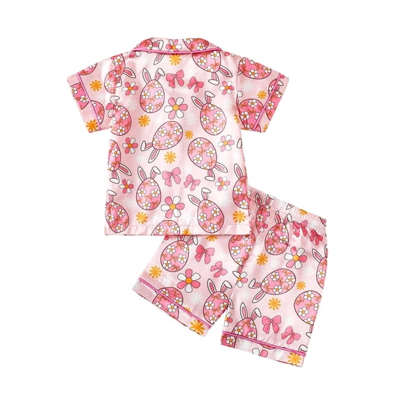 Vividxx Toddler Girl Clothes Easter Cute Print Girls Two Piece Short Sleeved Lapel Homewear Loungewear For Toddlers And Kids Fashion Clothing Festival