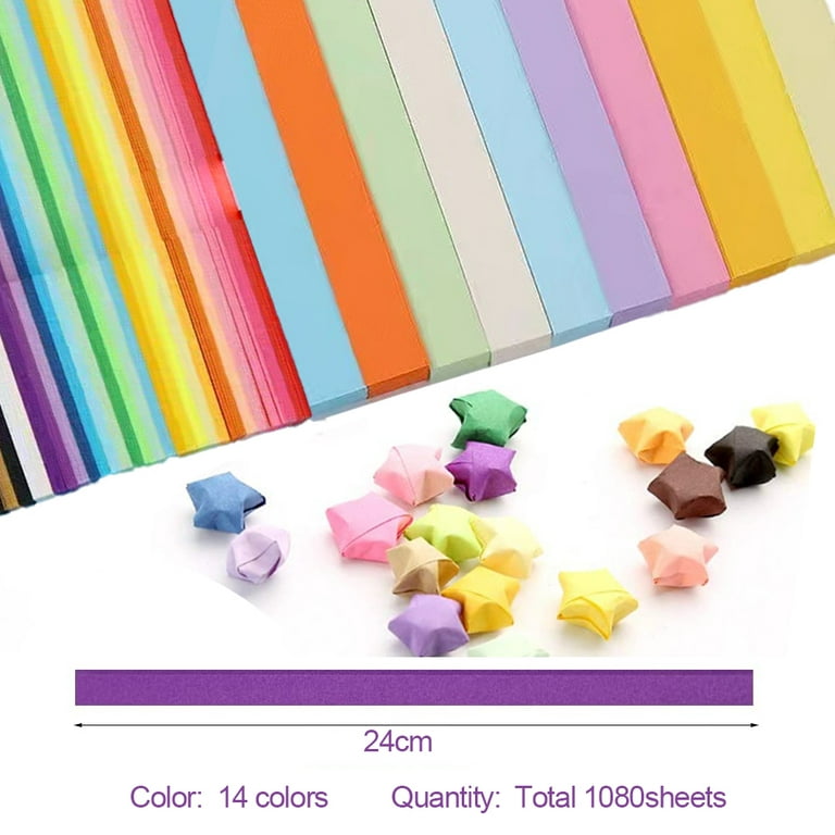 1080 Sheets Origami Stars Paper Strips Double Sided Lucky Colorful