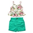thumbnail image 1 of PENGXIANG Toddler Girls Floral Print Cropped Tops+Solid Color Shorts Clothes Set, 1 of 8