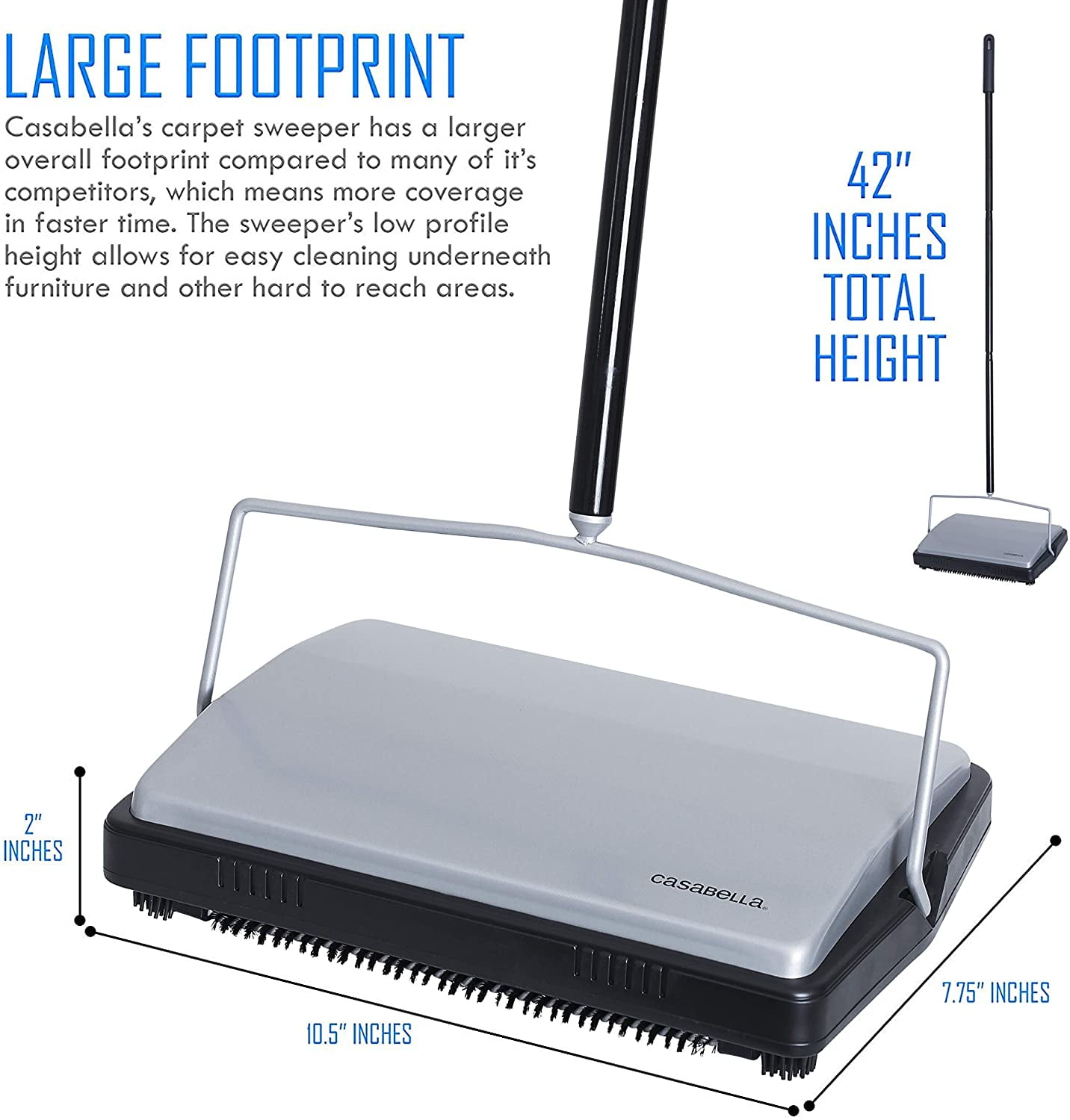 Casabella Carpet Sweeper 11 Inch Lightweight Electrostatic Floor Cleaner