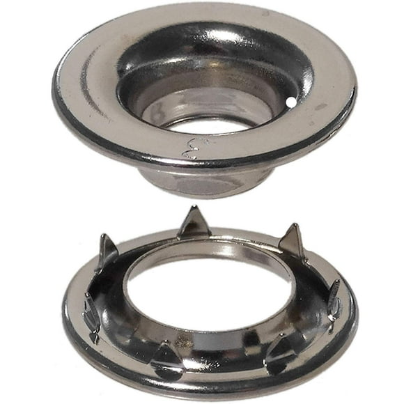 Stimpson 3RRGSWSSM100 Rolled Rim Grommet and Spur Washer Marine Grade Stainless Durable, Reliable, Heavy-Duty #3 Set (100 Sets)