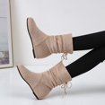 thumbnail image 2 of NOKIO Women's Wide Width Flat B𝗈𝗈𝑡𝑠 Comfortable Mid Calf Booties Fashion Back La𝖼e Up Booties Casual Round Toe Shoes V𝗂ntage Western Cowboy Shoes Lightweight Pull On Walking B𝗈𝗈𝑡𝑠, 2 of 4