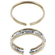 Brinley Co. Sterling Silver Handcrafted Smooth and Spiral Toe Ring Set