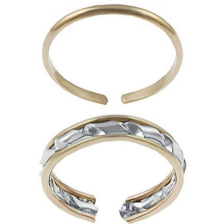 Brinley Co. Sterling Silver Handcrafted Smooth and Spiral Toe Ring Set