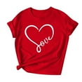 thumbnail image 4 of mihongmao Valentine Tee Shirts for Women Lover Printed T-shirt Round Neck Short Sleeved Top Red 3X, 4 of 5