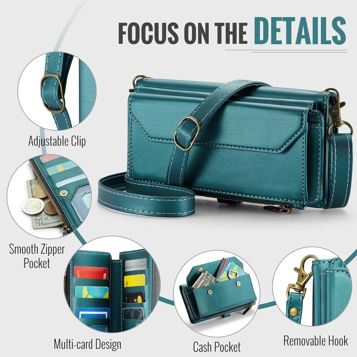 Phone Case for Samsung Galaxy S22 Plus S22+ 5G Zipper Wallet Cover with Tempered Glass Screen Protector and Flip RFID Blocking Card Holder Cell S22+5G S22plus 22S + S 22 22+ Women Girls Green