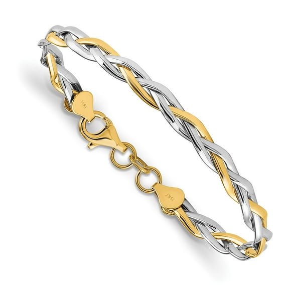 14k Two-tone Bracelet Fancy Link, Other 5.5 mm 7 in Polished Twisted