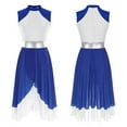 thumbnail image 5 of Lejafay Women's Praise Worship Dance Dress Tunic Asymmetrical Hem Leotard Lyrical Dance Costume Royal Blue&White L, 5 of 5