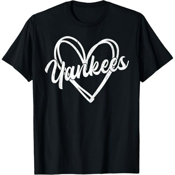 Yankees Heart Retro Vintage Men Women Kids T-Shirt100%cotton