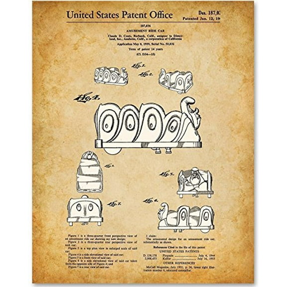 Alice in Wonderland Ride - 11x14 Unframed Patent Print - Great Gift for Disney Fan