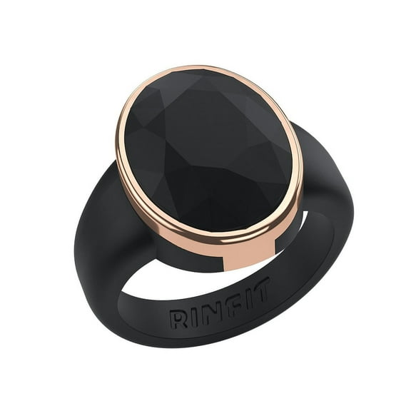 NEW! Rinfit Silicone Wedding Ring for Women - Soft Rubber Wedding Band Replacement - Oversized Diamond Oval Metal Framed Collection