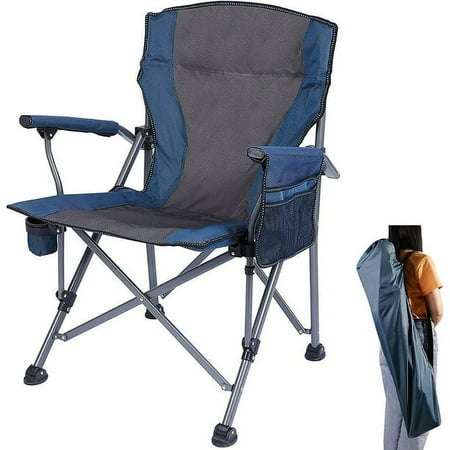 REDCAMP Oversized Folding Camping Chair for Adults Heavy Duty 250lb Outdoor Camp Chairs Portable Lawn Chair with High Back and Cup Holder Blue