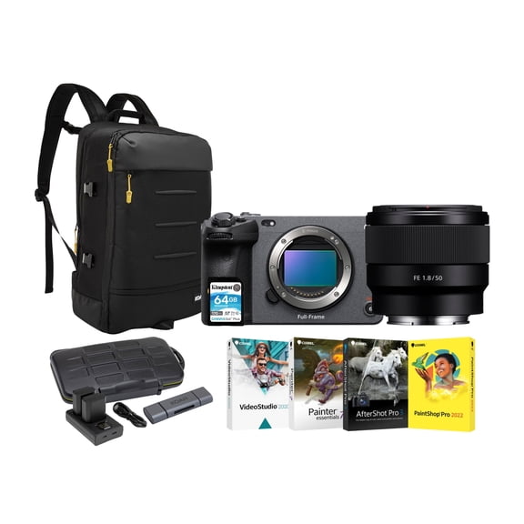 Sony FX30 Digital Cinema Camera with 50mm f/1.8 Lens Bundle (7 Items)