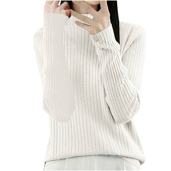 BLVB Women's Mock Neck Sweaters Ribbed Long Sleeve Pullover Sweater Knit Dressy Casual Lightweight Fall Tunic Top