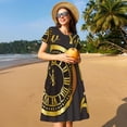 thumbnail image 4 of Fotbe 2025 New Year Vestido Largo de Moda para Mujer, Vestido Tipo Camiseta con Manga Corta y Estilo Casual a Rayas y Bloques de Color, 4 of 6