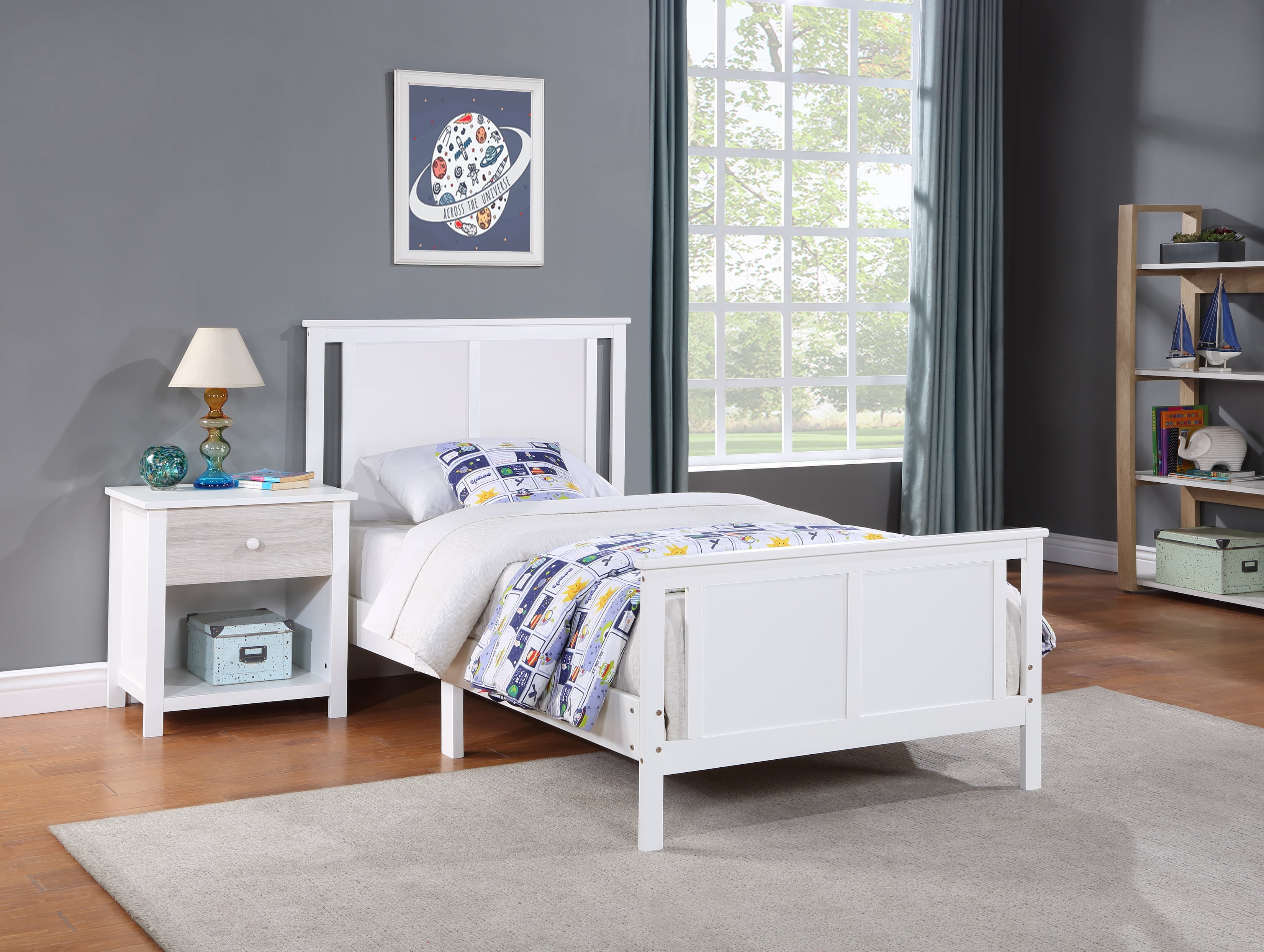 Olive & Opie Connelly Twin Bed White/Rockport Gray