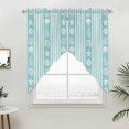 thumbnail image 5 of Teal Striped Coastal Kitchen Window Curtains, Swag Curtains Valance for Bedroom Living Room Bathroom, Nautical Beach Starfish Shell Rod Pocket Window Treatment Curtain Block Drapes 2 Panels 36"x36", 5 of 9