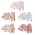 thumbnail image 2 of Pijamas de manga larga con volantes estampados para niñas, conjunto de dos piezas para dormir, Otoño, 2023, 2 of 4