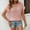 Pink T-Shirts for Women, variant on Fashion Womens Summer Cap Sleeve Tops Casual Crewneck Knit Short Sleeve Sweater Loose Fit Lightweight Shirts White 4