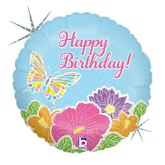 18 inch Pastel Butterfly Birthday Foil Mylar Balloon - Party Supplies Decorations