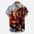 thumbnail image 2 of IROINNID Christmas Vacation T-shirt for Men Funny Print Button Up Red Shirt Hawaiian Xmas Vacation Gift Tops,Burgundy, 2 of 5