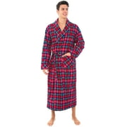 Alexander Del Rossa Men's Lightweight Flannel Robe, Soft Cotton Kimono, Small Blue Red and Green Plaid (A0707Q19SM)
