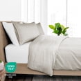 thumbnail image 6 of Bare Home Luxury Duvet Cover and Sham Set - Premium 1800 Collection - Ultra-Soft - Queen, Grid - Stone/White, 3-Pieces, 6 of 8