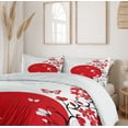 thumbnail image 6 of Ambesonne Japanese Duvet Cover Sets, Cherry Sakura Trees, 2-King, Vermilion Black White, 6 of 7
