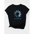 thumbnail image 3 of I'm Thinking Print Casual Sports Tee, Fashionable Short Sleeves Workout T-shirt Top, Women's Activewear, 3 of 7