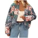 thumbnail image 2 of Parkas de manga larga para mujer, chaqueta acolchada corta, cárdigan con estampado floral, manga larga, parte delantera abierta, abrigos acolchados cortos, abrigo para mujer, 2 of 6