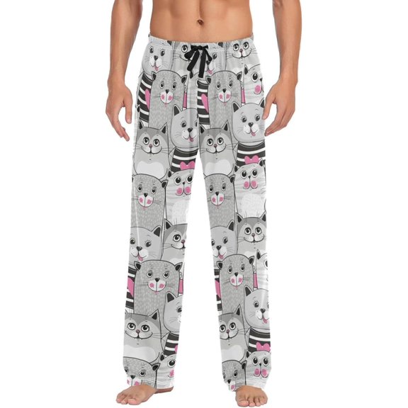 GZHJMY Cat Pajama Pants for Men, Lounge Pants Lightweight Men Pajama Bottoms with Drawstring Pockets, Christmas New Year Birthday Gifts, Small