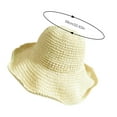 thumbnail image 3 of Clearance! Baberdicy Handmade Hollow Straw Hat Cowboy Hat with Curled Brim and Raised Edge Papyrus Beach Hat Sunscreen Hat Beige, 3 of 5