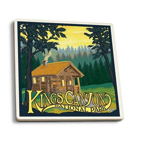 

Kings Canyon National Park Cabin Scene (Absorbent Ceramic Coasters Set of 4 Matching Images Cork Back Kitchen Table Decor)