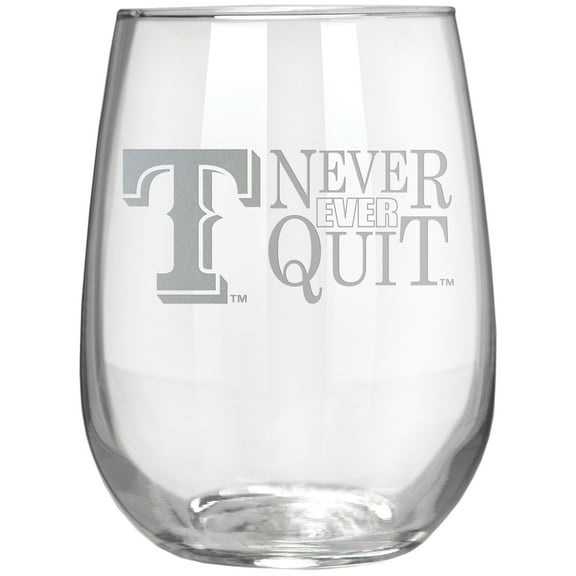 Texas Rangers Etched 17oz. Rally Cry Stemless Wine Glass