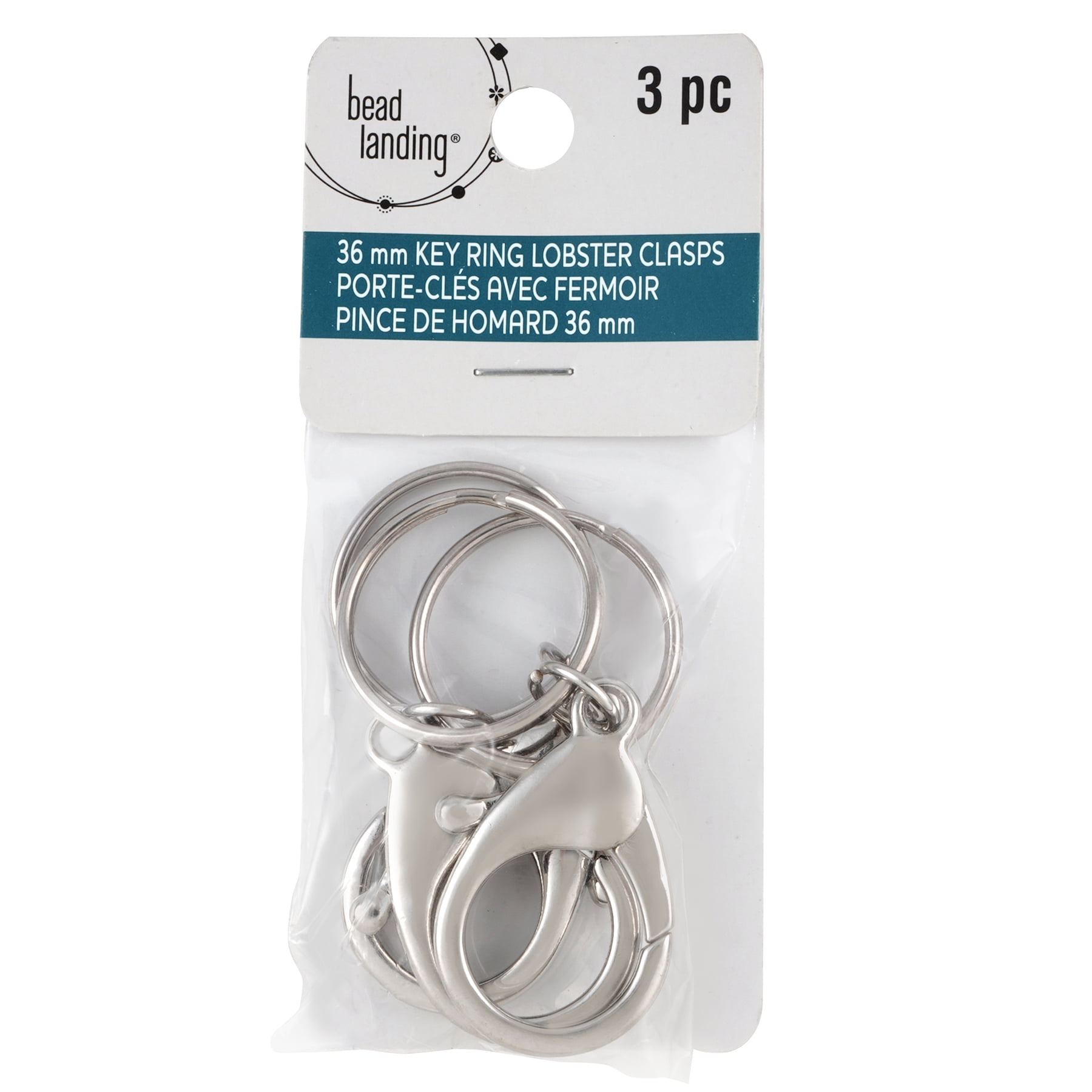 9 Packs: 3 ct. (27 total) Premium Rhodium Metal Keyring Lobsters by Bead Landing