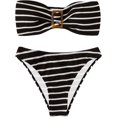 thumbnail image 1 of Traje de baño de 2 piezas a rayas sin tirantes, bandeau de cintura alta, conjunto de bikini negro y blanco CH negro y blanco CH Xishao ropa, 1 of 2