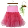 thumbnail image 3 of Pleated Skirts for Women Plus Size New Tutus Skirts for Women Tulles Midi Knee Length Skirt Dress Adult High Waisted A-Line Mesh Layered Skirt New Watermelon Red XL, 3 of 6