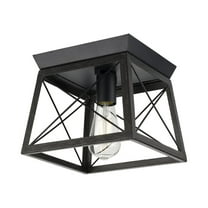 Briarwood Collection One-Light Textured and Cerused Black Farmhouse Style Flush Mount Ceiling Light