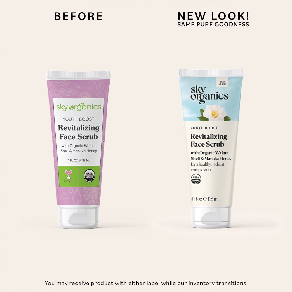 Sky Organics Youth Boost Revitalizing Face Scrub to Exfoliate and Smooth, 4 fl oz