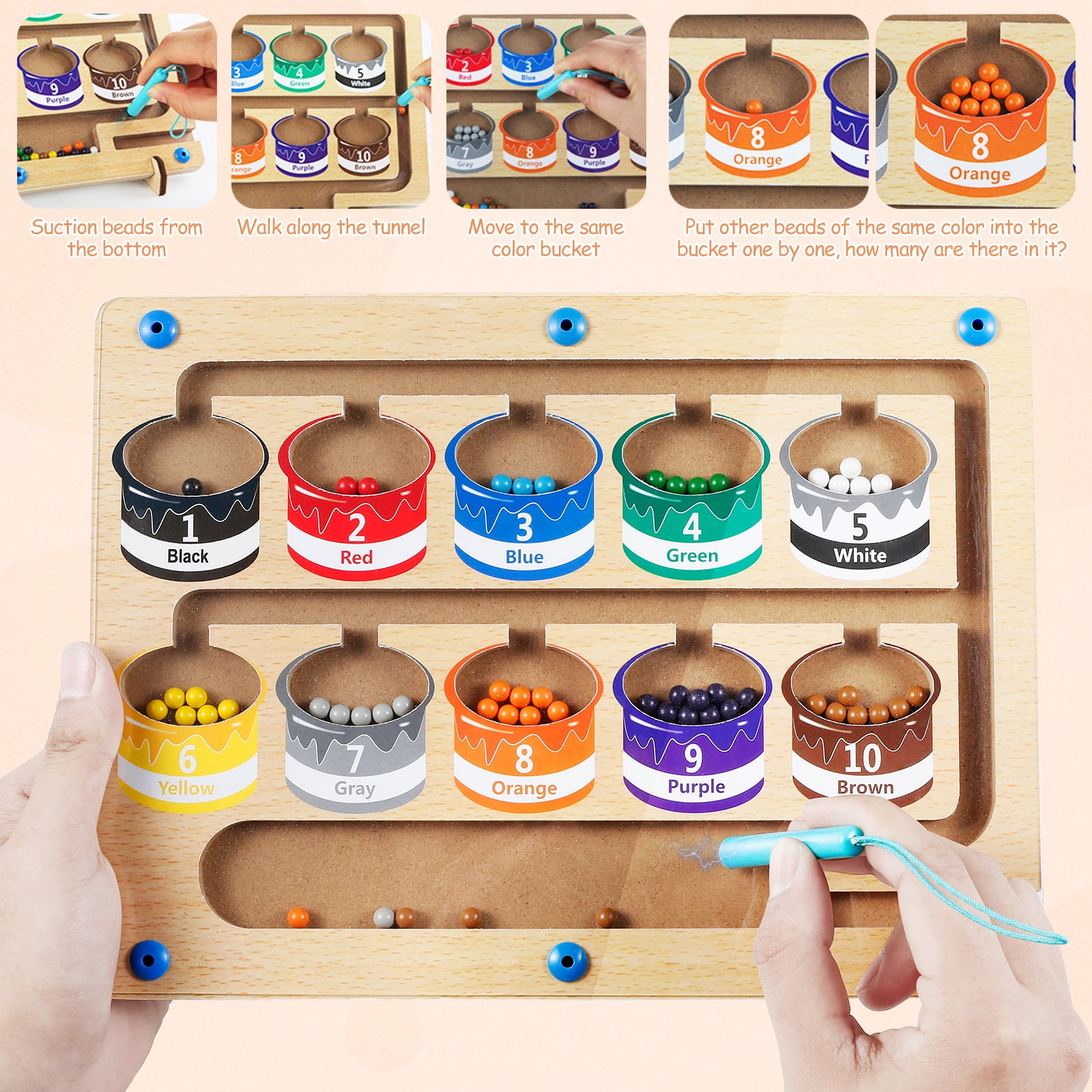 verlacod Color Sorting Board Montessori Preschoolers Fine