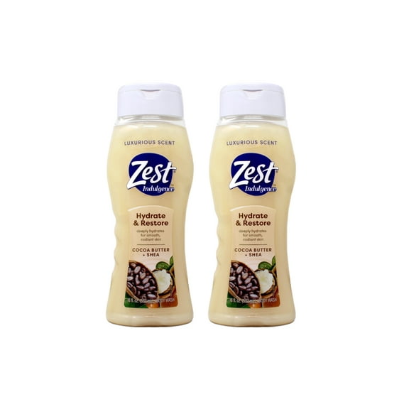 Zest Body Wash, Creamy Cocoa Butter & Shea 18 oz (Pack of 2)