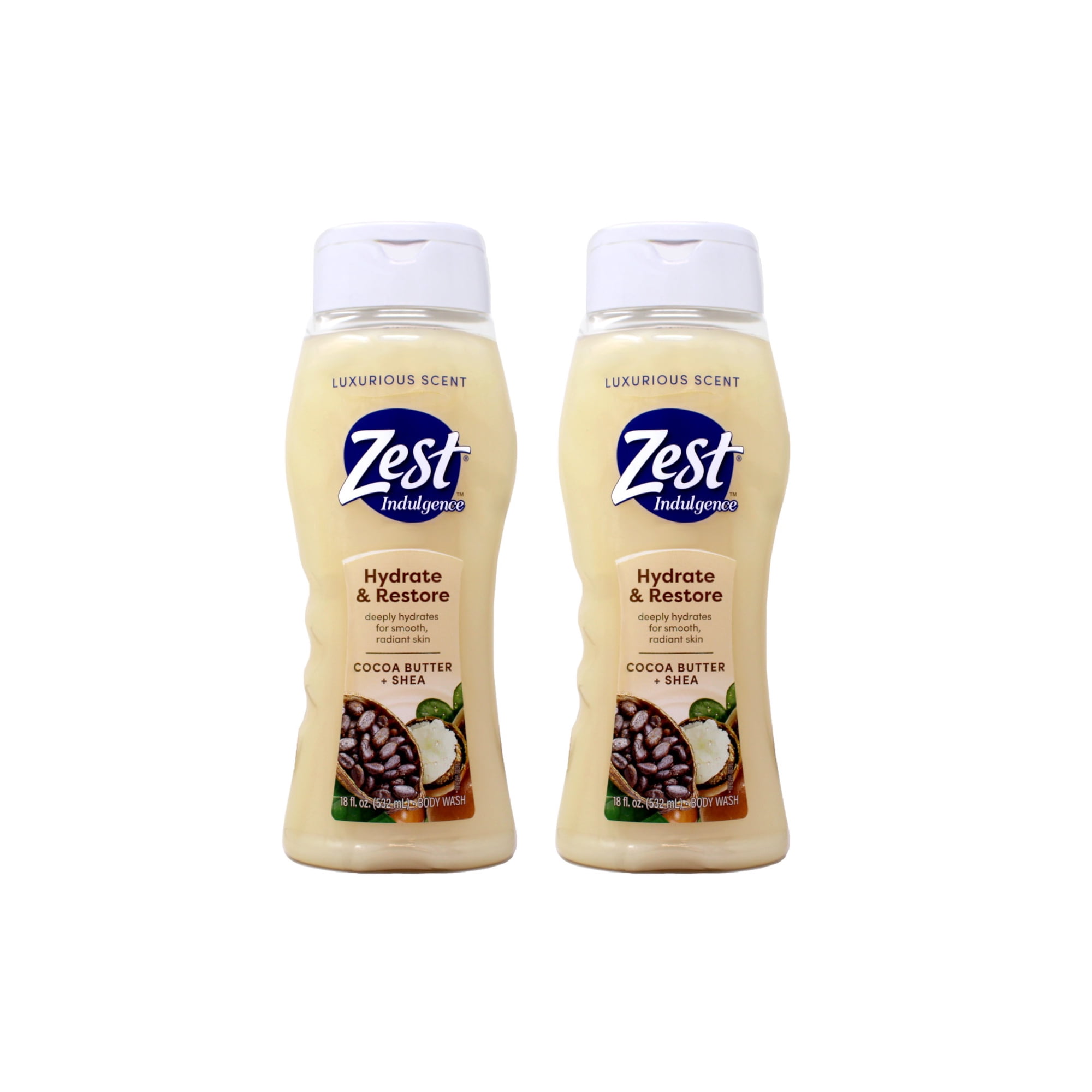 Zest Body Wash, Creamy Cocoa Butter & Shea 18 oz (Pack of 2)