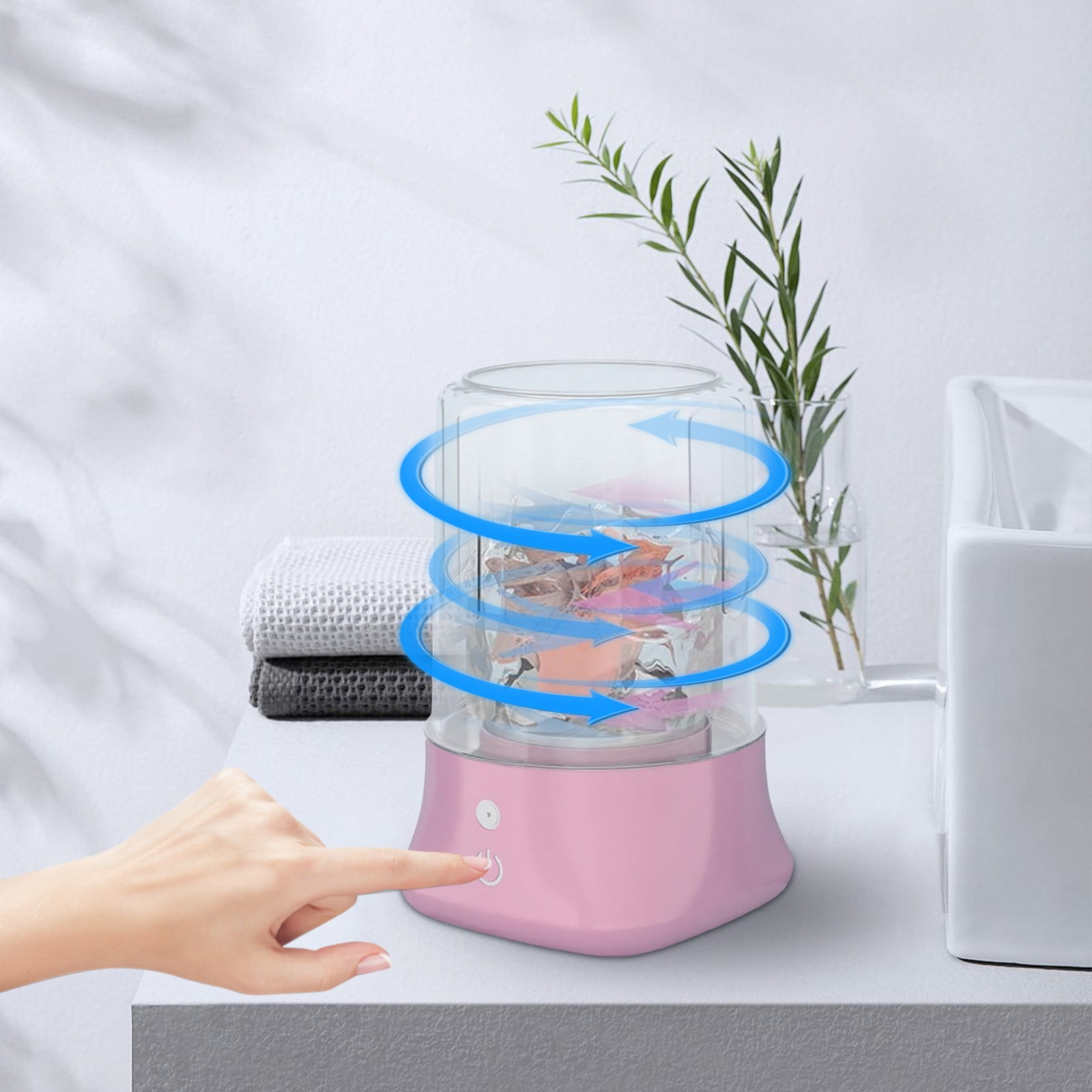 WWG Portable Mini Washing Machine 1L Capacity Wireless Rechargeable Battery Automatic for Underwear Socks Travel Compact Cleaner Cup