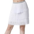 thumbnail image 1 of Falda De Baile Latino Con Borlas De Tres Capas, Ropa De Baile Suave Para Niña, Para Fiesta De Samba Rumba, Blanca, Grande SM SunniMix falda de baile latino, 1 of 7