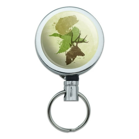 - Hunting Fishing Design Deer Duck Bass Trout Camo Retractable Belt Clip Badge Key Holder