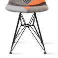 thumbnail image 5 of 2xhome - Multicolor Patchwork Sam - Modern Upholstered Side Fabric Chair Patchwork Multi-pattern Eiffel Wire Base Dining Room Chair No arm, 5 of 6