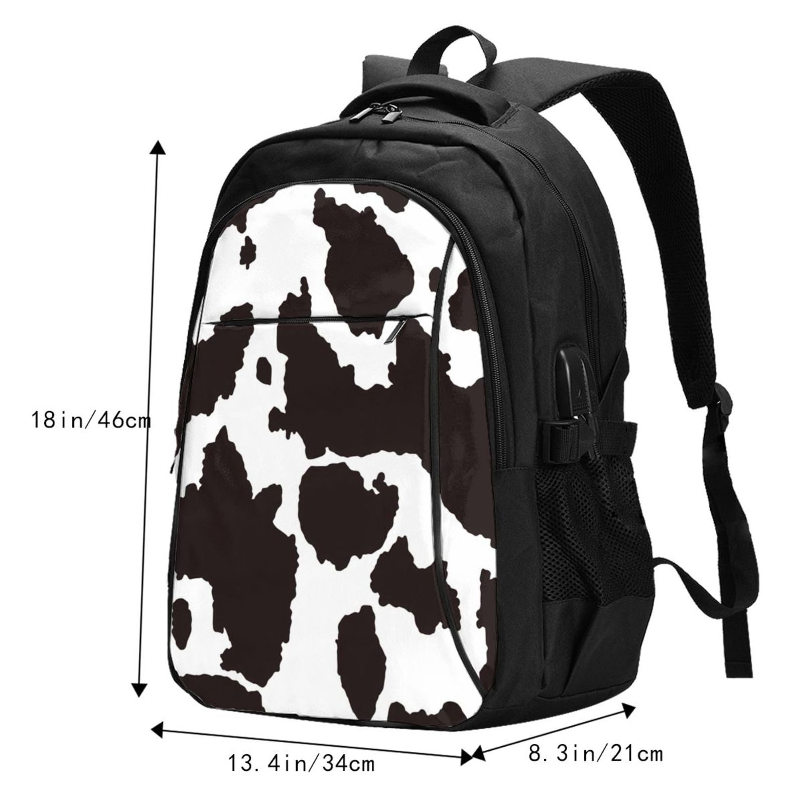 Ratiio Cow Skin 2 Print Travel Laptop Backpack,Slim Sturdy Laptops Backpack with USB Charging Port, Water Resistant College School Computer Bag