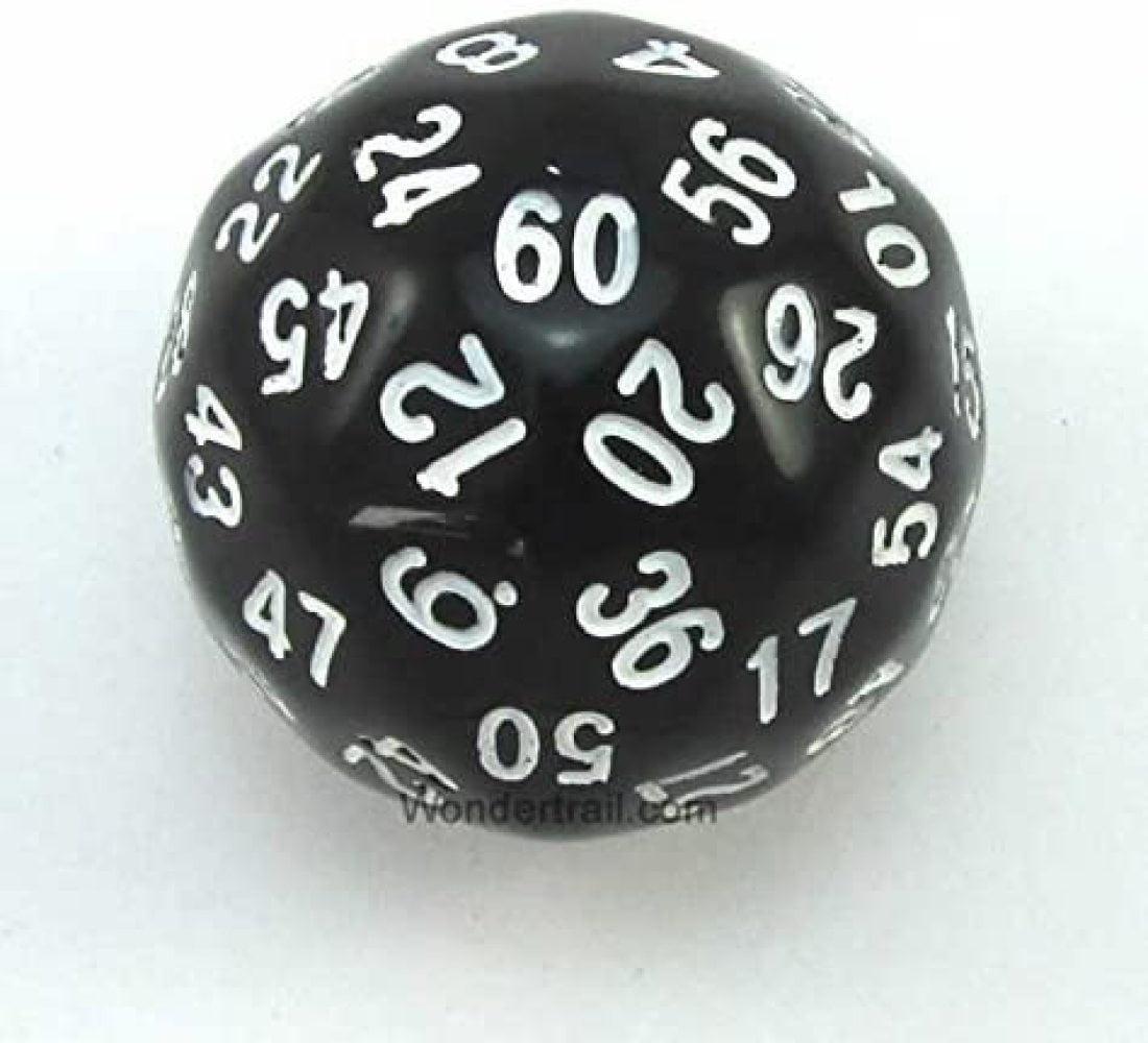 Dice Koplow's 35mm Opaque Black with White Numbers 60-sided d60 20% OFF! 