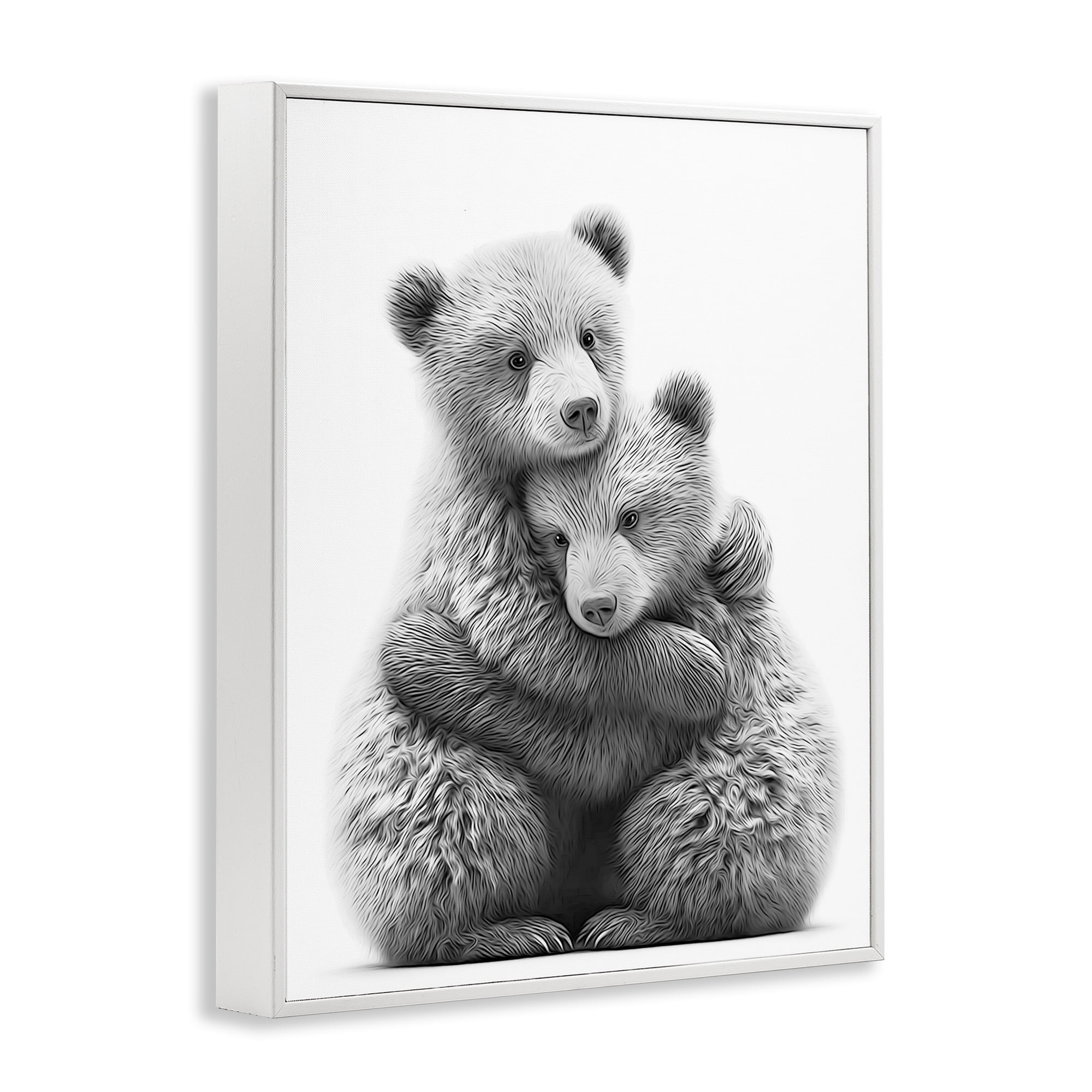Stupell Industries Two Hugging Bears Animals & Insects Painting White Framed Art Print Wall Art, 24 x 30