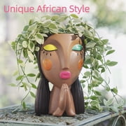 Quoowiit Resin Head Planter, 7 with Drainage Holes, Face Flower Pot for Indoor and Outdoor Plants